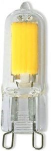 A clear LED bulb with a yellow filament, showcasing modern lighting design.