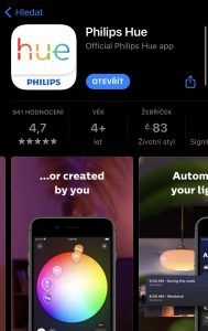 Screenshot of the Philips Hue app showcasing color options and features.