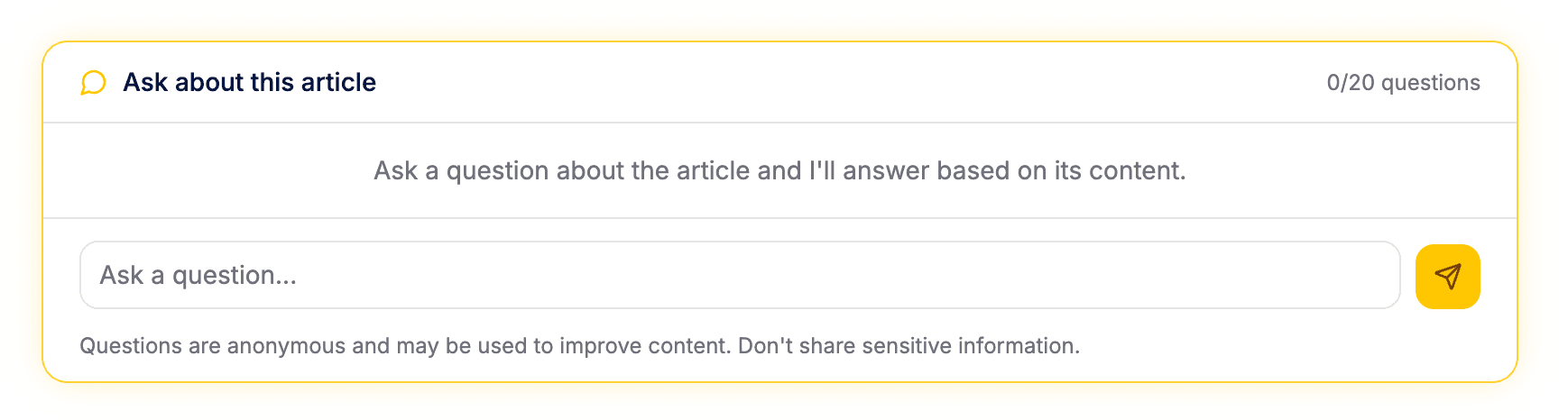 ai chat window used on articles
