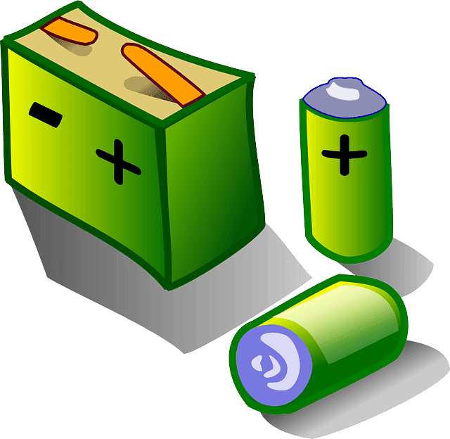 Three green batteries, including two cylindrical and one rectangular battery.