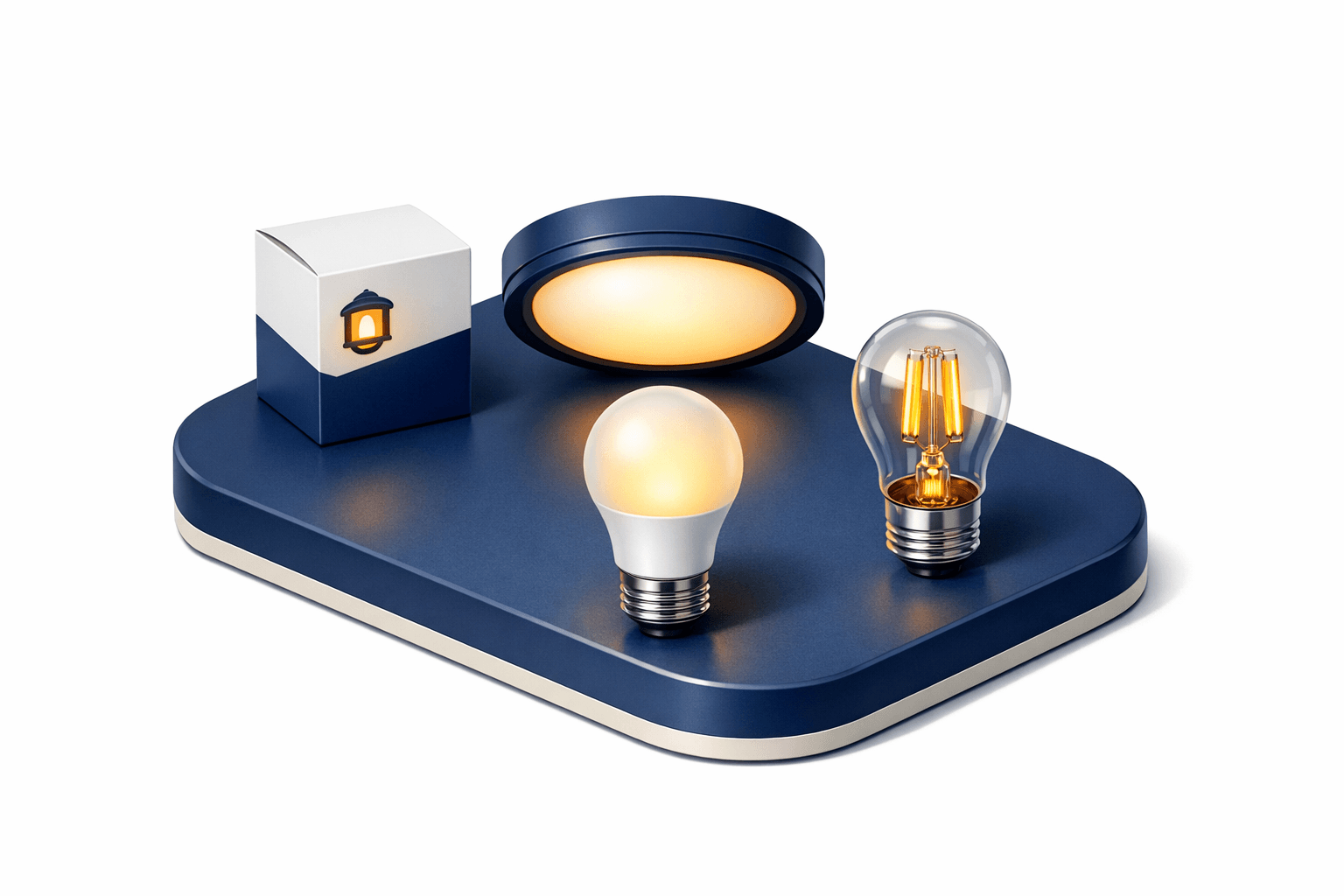 LED bulbs and an enclosed ceiling fixture show enclosed-fixture LED compatibility.