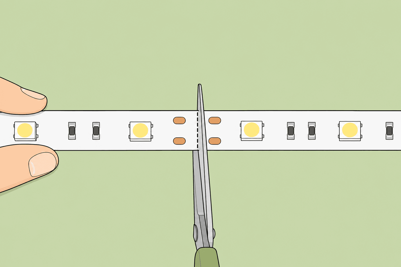 cutting led strip lights with scissors