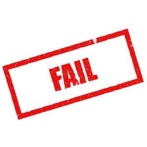 Red stamp with the word 'FAIL' created in a bold style.