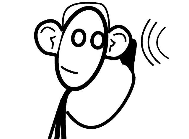 A cartoon character with large ears and a smiling face, waving hello.