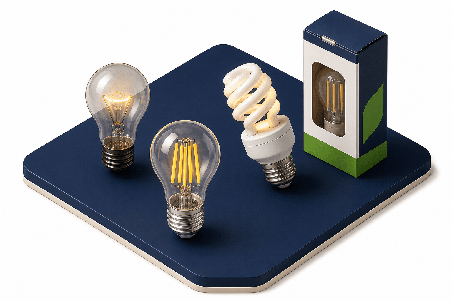 LED, incandescent, and CFL bulbs compared for lifespan in a light bulb comparison article.