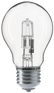 Close-up of a clear LED light bulb exposing its internal structure and filaments.