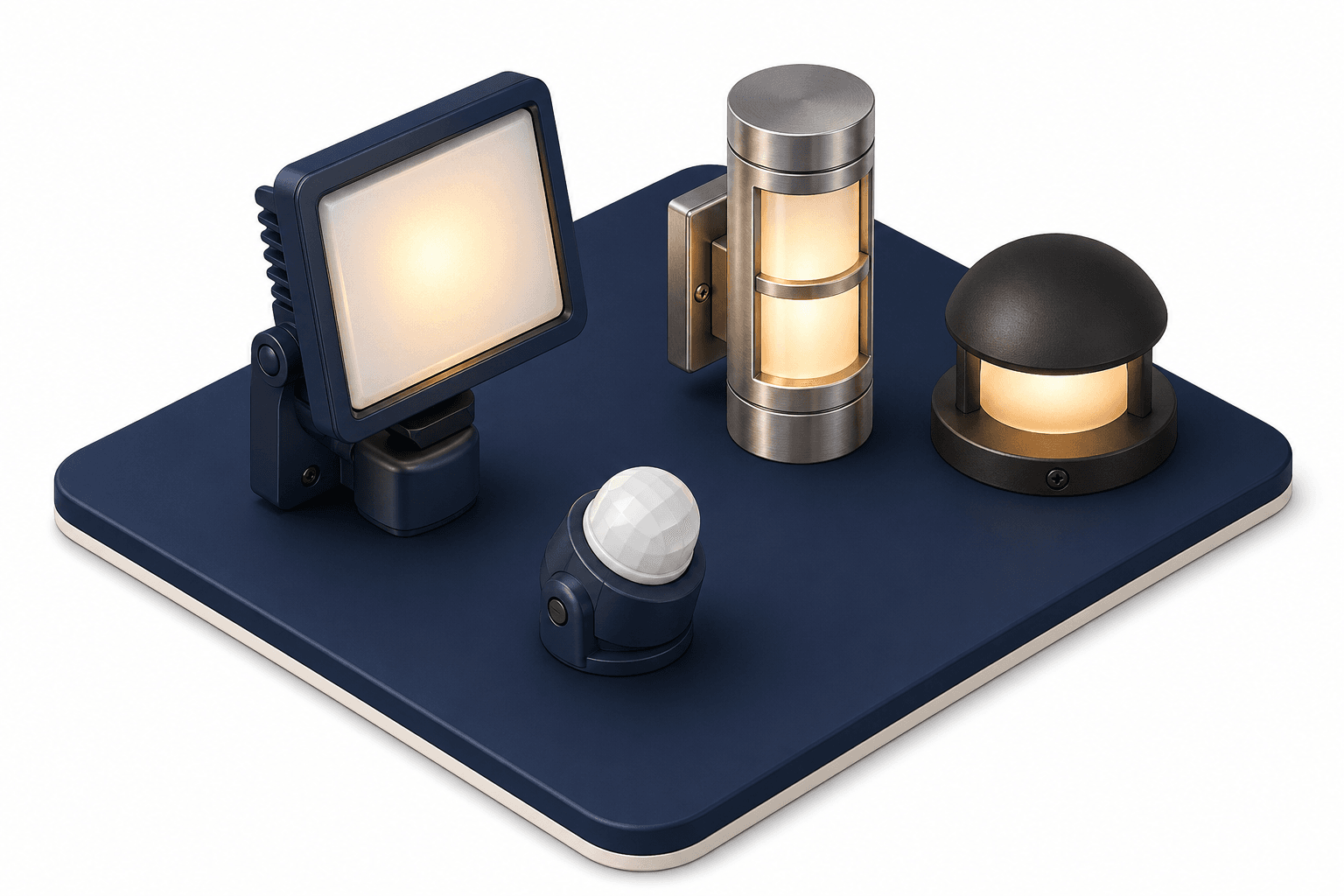 Motion sensor floodlight, PIR sensor, wall sconce, and path light explain false detections.