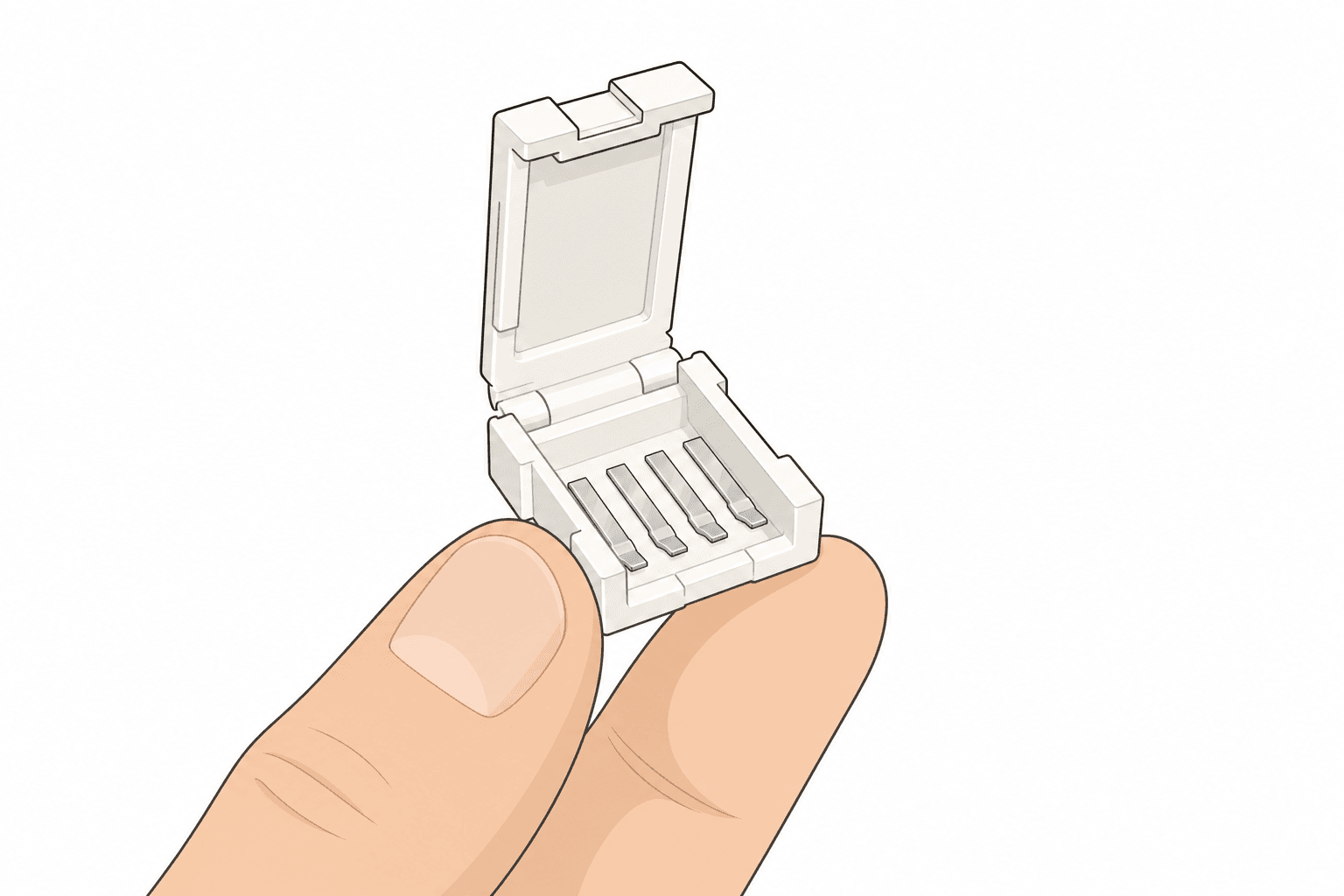 Open LED strip light connector of matching pins