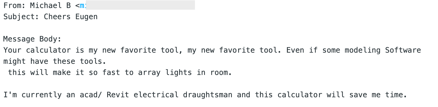 Michael appreciates the recessed lighting calculator on the website, and marks it as his favorite tool
