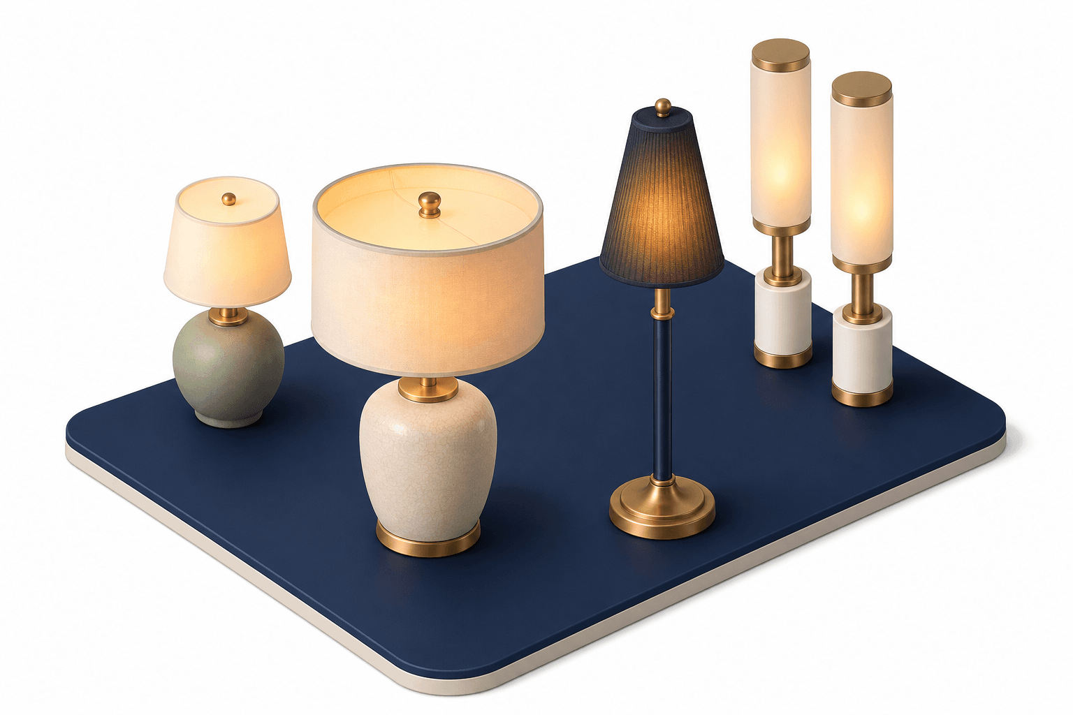 Table lamp and buffet lamps compared by height, shape, and shade design.