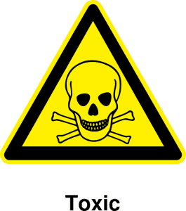 Yellow warning sign with a skull and crossbones indicating toxicity.
